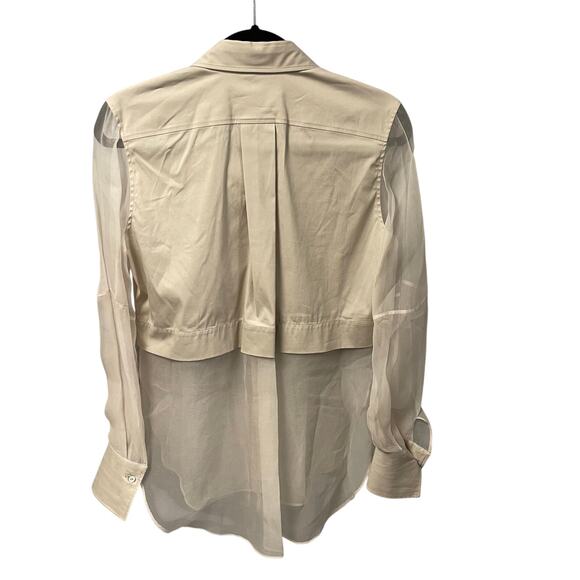 NWD Brunello Cucinelli Monili-Trim Shirt in Cotton Silk Blend Beige Womens XXS - Picture 7 of 12